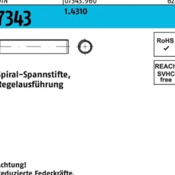 Spiralspannstift DIN 7343/ISO 8750 5x 50 1.4310 Regelausf. 250 Stück