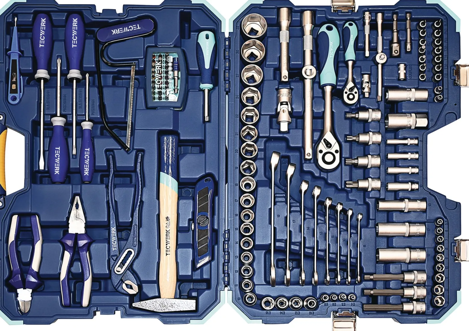 Steckschlüssel-/Handwerkzeugkoffer 131-tlg.m.Ring-Maulschlüsseln TECWERK