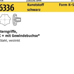 Sterngriff DIN 6336 FormK-St K 25 M5 Ku. sw Stahlbuchse 10 Stück
