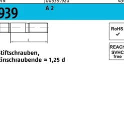 Stiftschraube DIN 939 M8x 35 A 2 Einschraubende=1,25d 25 Stück