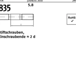 Stiftschraube DIN 835 M6x 18 5.8 Einschraubende=2d 100 Stück