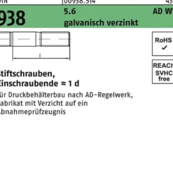 Stiftschraube DIN 938 M16x 50 5.6 galv.verz. 50 Stück