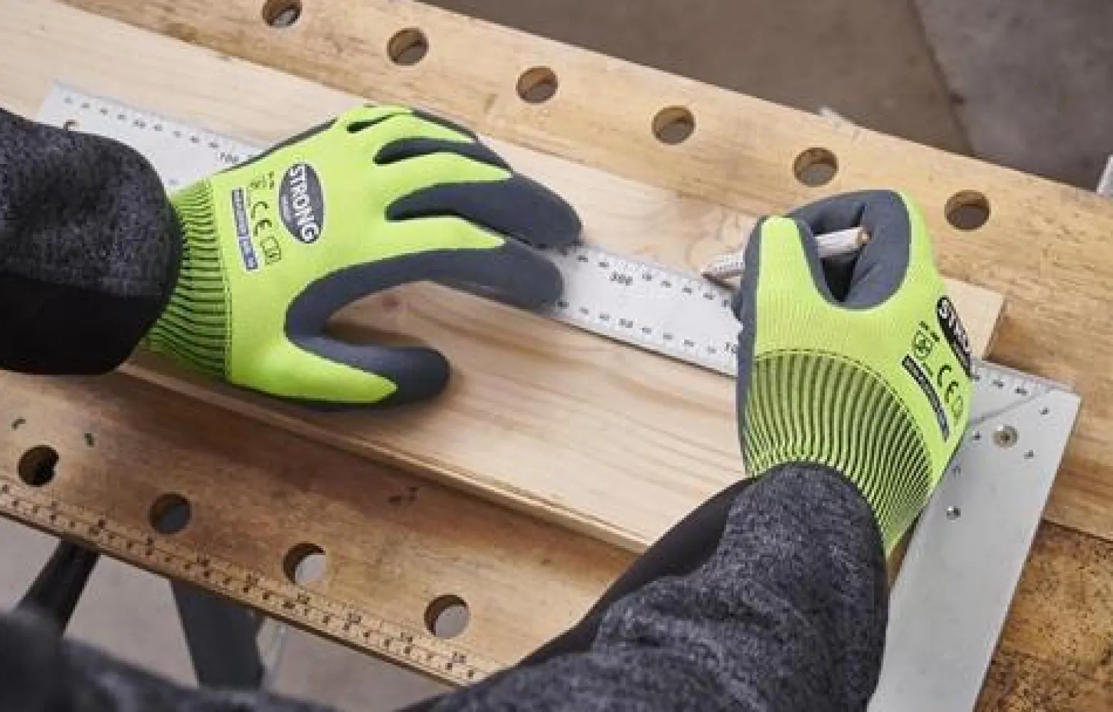 STRONGHAND Handschuhe Flexter neongelb / grau EN 388 PSA II Gr. 7 - 0530-07H