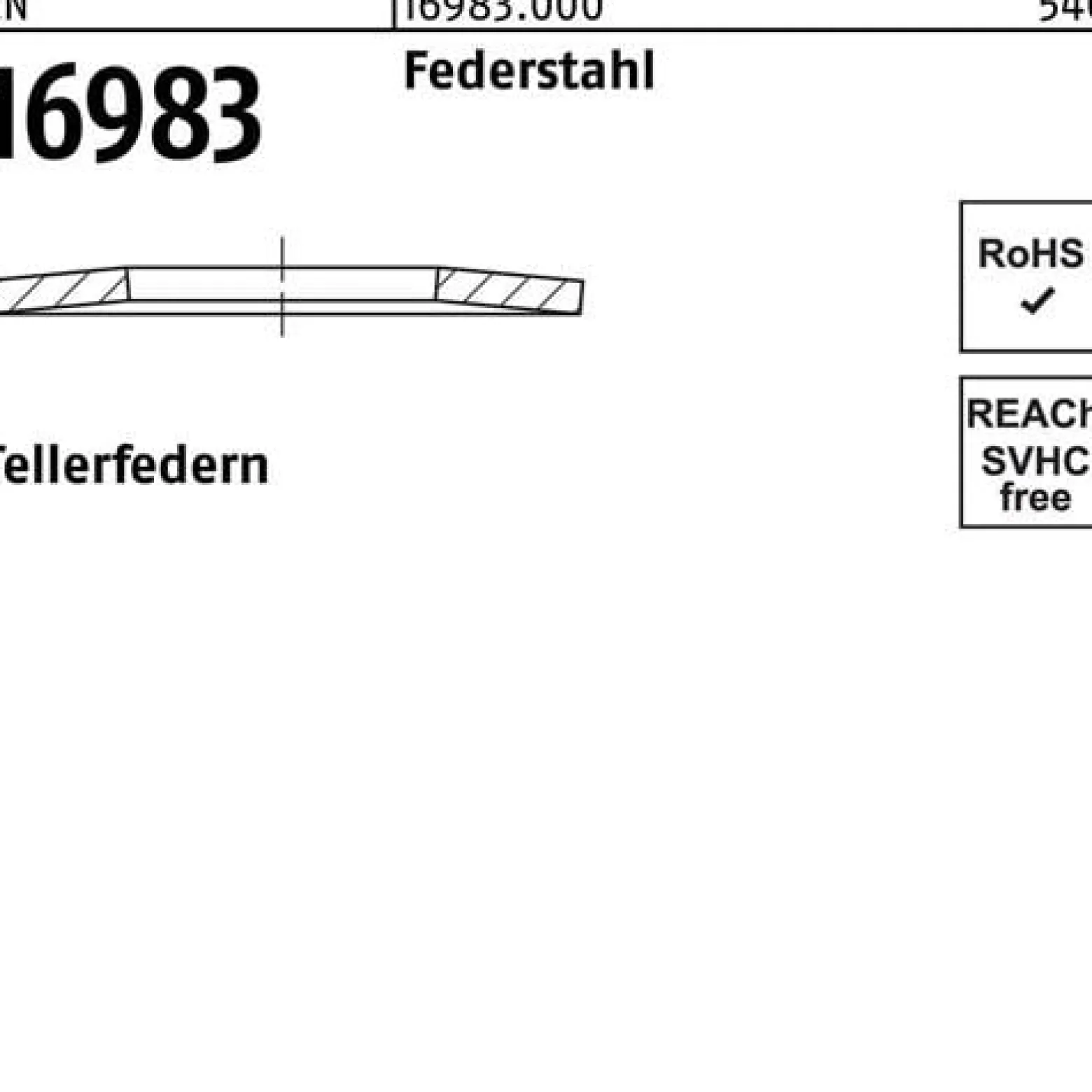 Tellerfeder EN 16983 50x25,4x1,5 Federstahl 100 Stück
