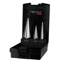 TERRAX by RUKO Stufenbohrer-Satz HSS, gerade Nut - 3 tlg. (Kassette Kunststoff) - A101126RO