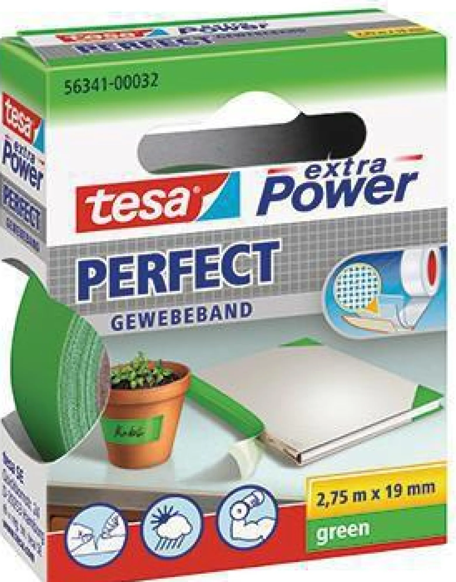 tesa Gewebeband Extra Power Perfect 56341-00032 19mmx2,75m grün
