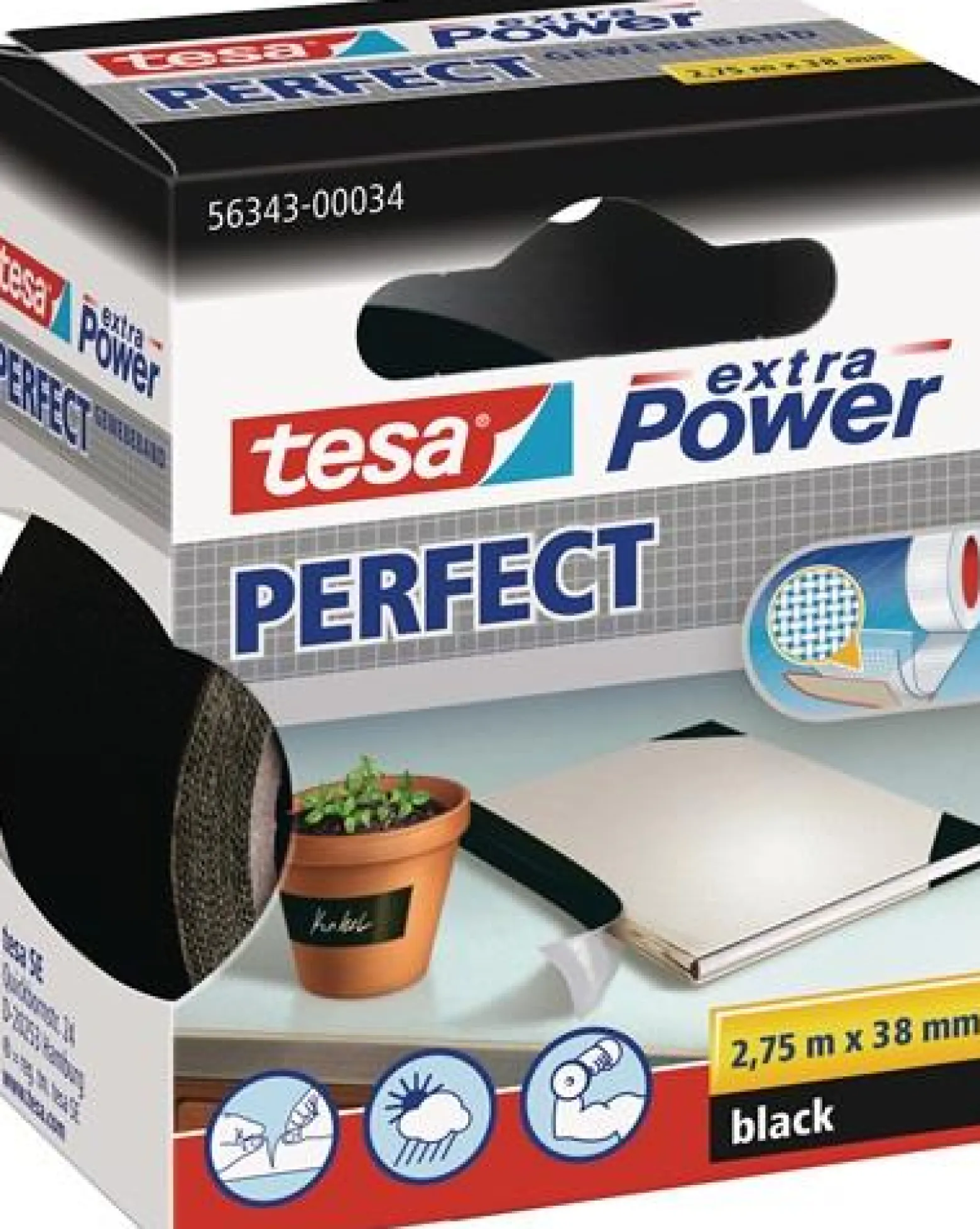 Tesa Gewebeband extra Power 56343 schwarz - 56343-00034-03
