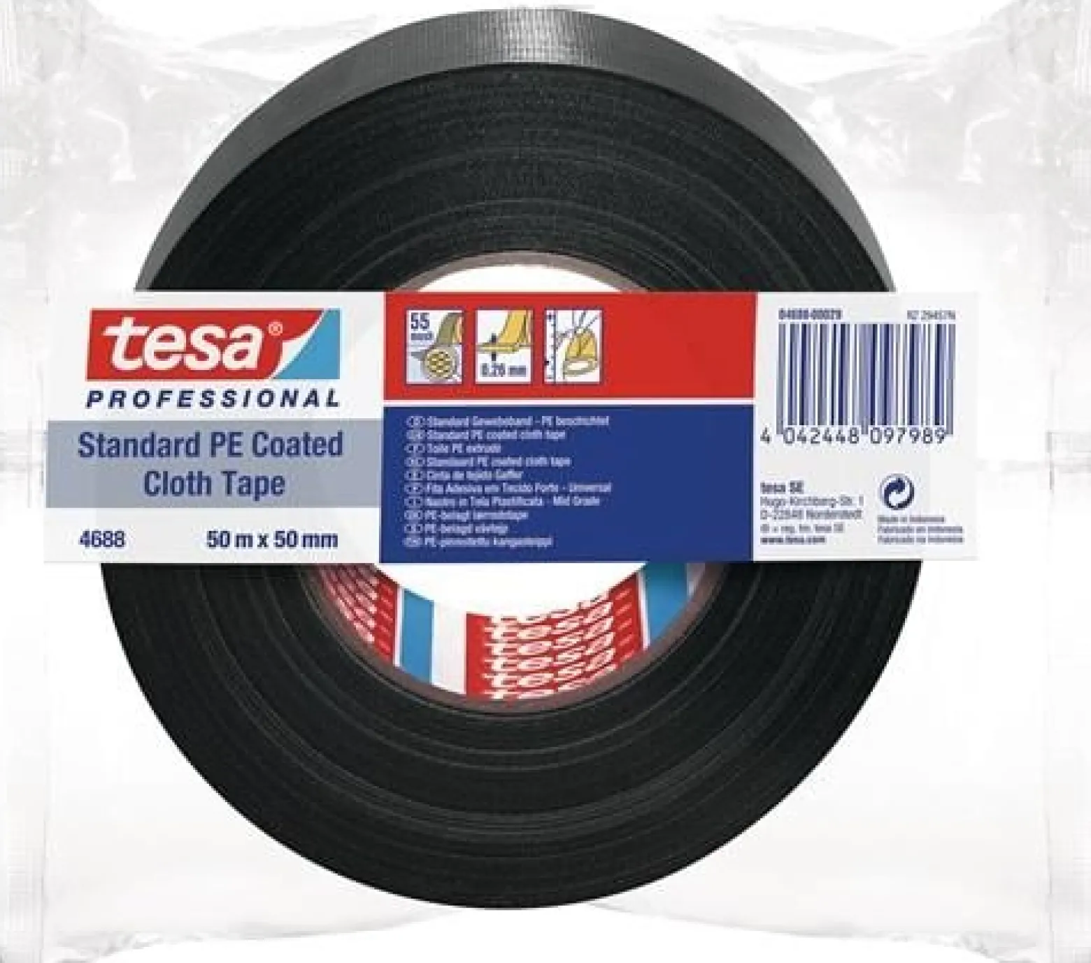 Tesa Gewebeband Tesaband Standard 4688 schwarz - 04688-00029-00