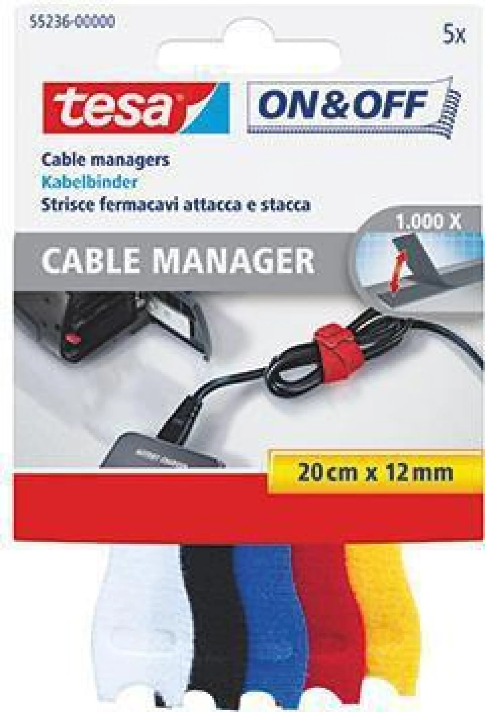 tesa Kabelbinder On & Off Cable Manager 55236-00000 5 St./Pack.