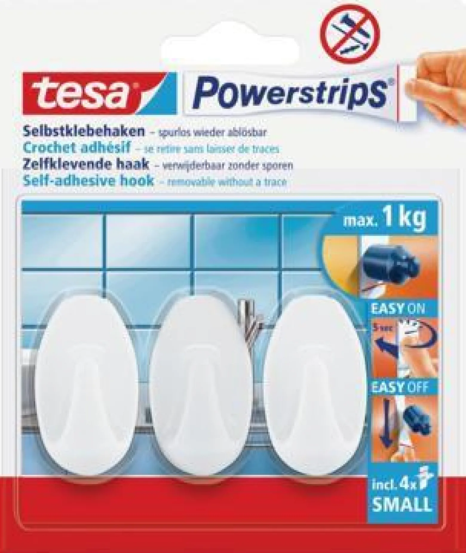 tesa Powerstrips Haken small oval 57533-00016 weiß 3 St./Pack
