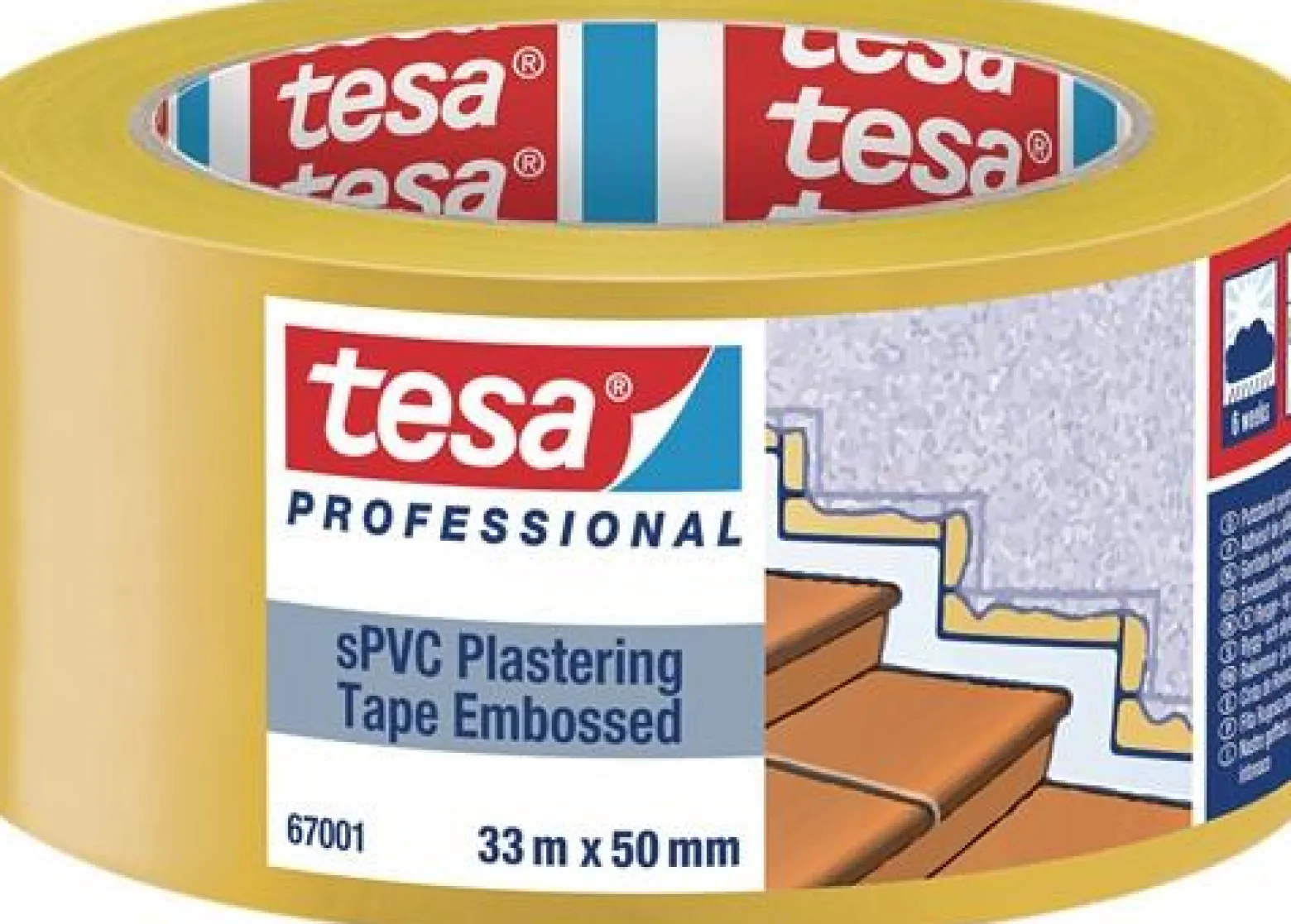 TESA PVC Putzband 67001 quergerillt gelb 33 m x 50 mm - 67001-00001-00