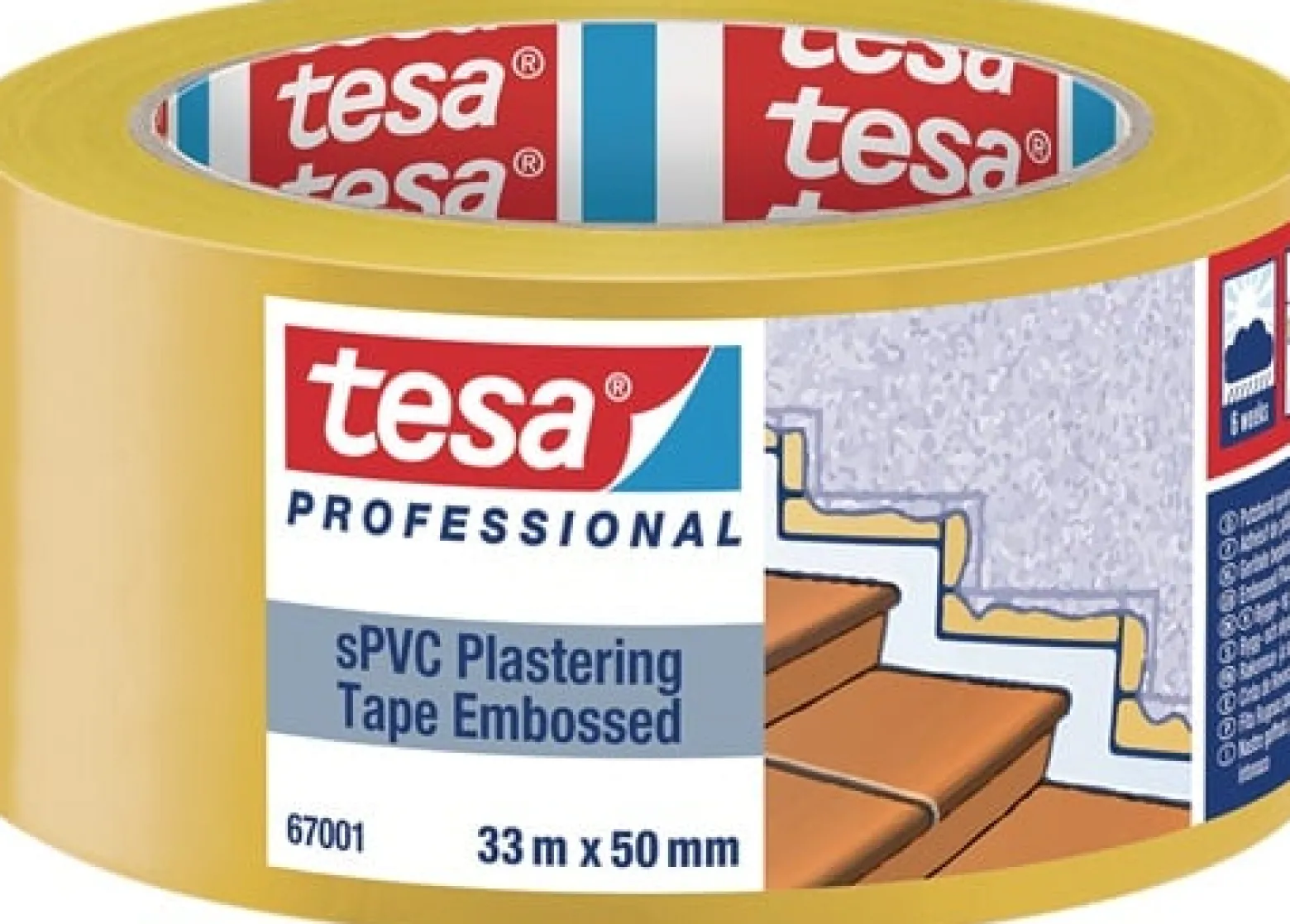 TESA PVC Putzband 67001 quergerillt gelb 33 m x 50 mm - 67001-00001-00
