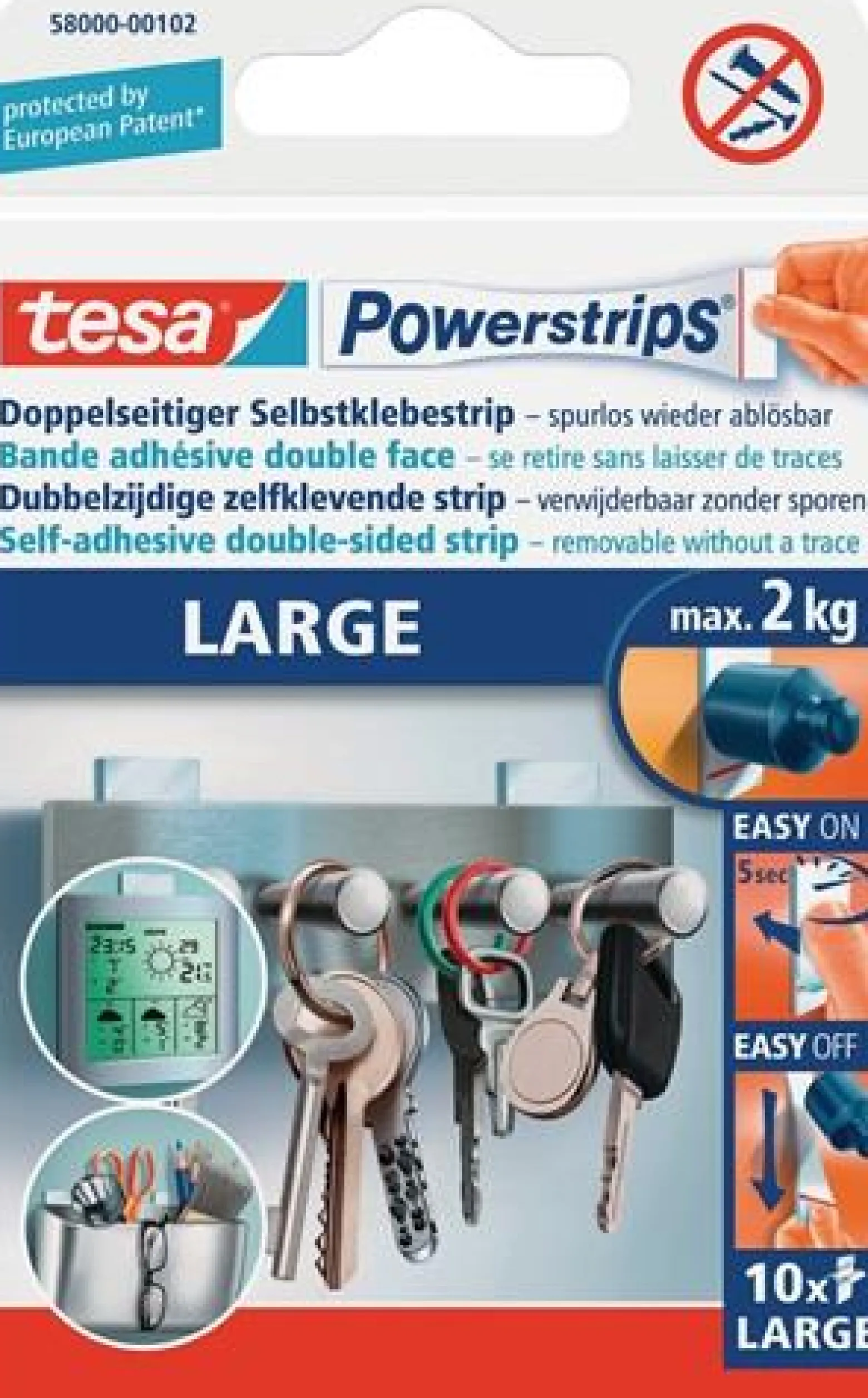 Tesa Selbstklebestrip Powerstrips 58000 SB-Pack à 10 Strips - 58000-00102-10