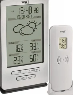 TFA Funkwetterstation XENA H145xB82xT47mm silber Ku.f.innen/außen - 35.1162.54