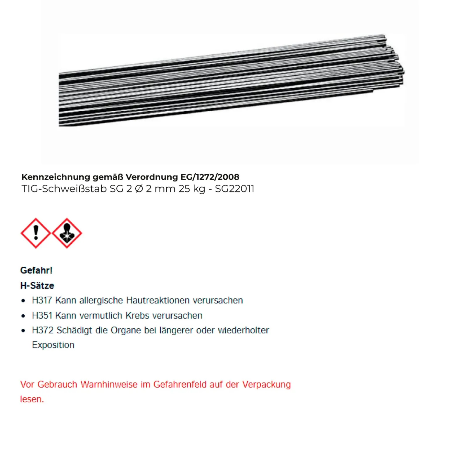 TIG-Schweißstab SG 2 Ø 2 mm - SG22011