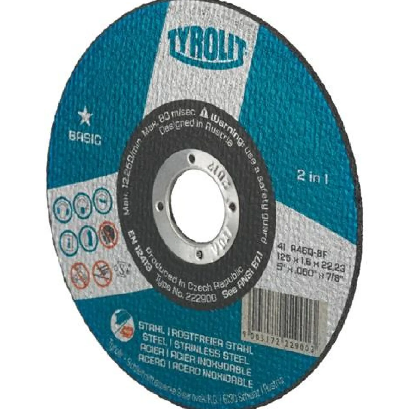 Trennscheibe BASIC D125x1mm ger.2in1 Bohr.22,23mm TYROLIT