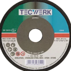 Trennscheibe D125x1mm ger.STA/STE Bohr.22,23mm TECWERK