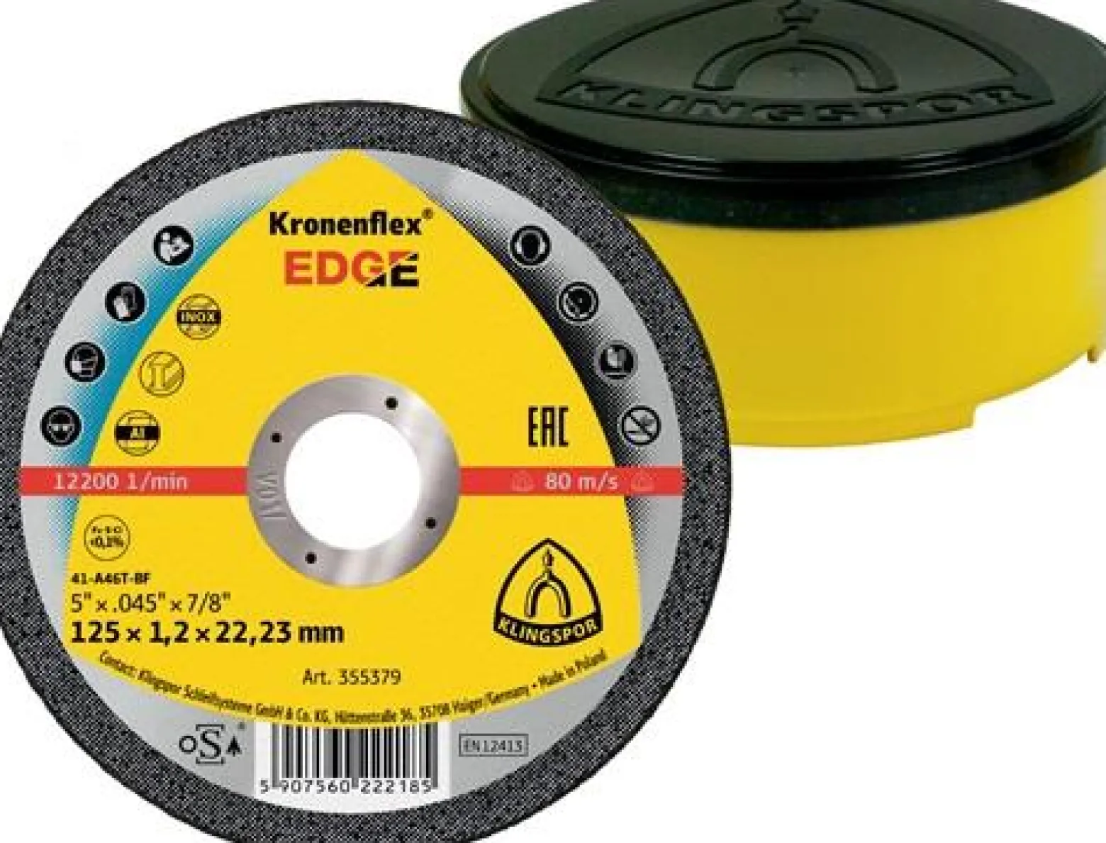 Trennscheibe EDGE D125x1,2mm ger.INOX Bohr.22,23mm KLINGSPOR