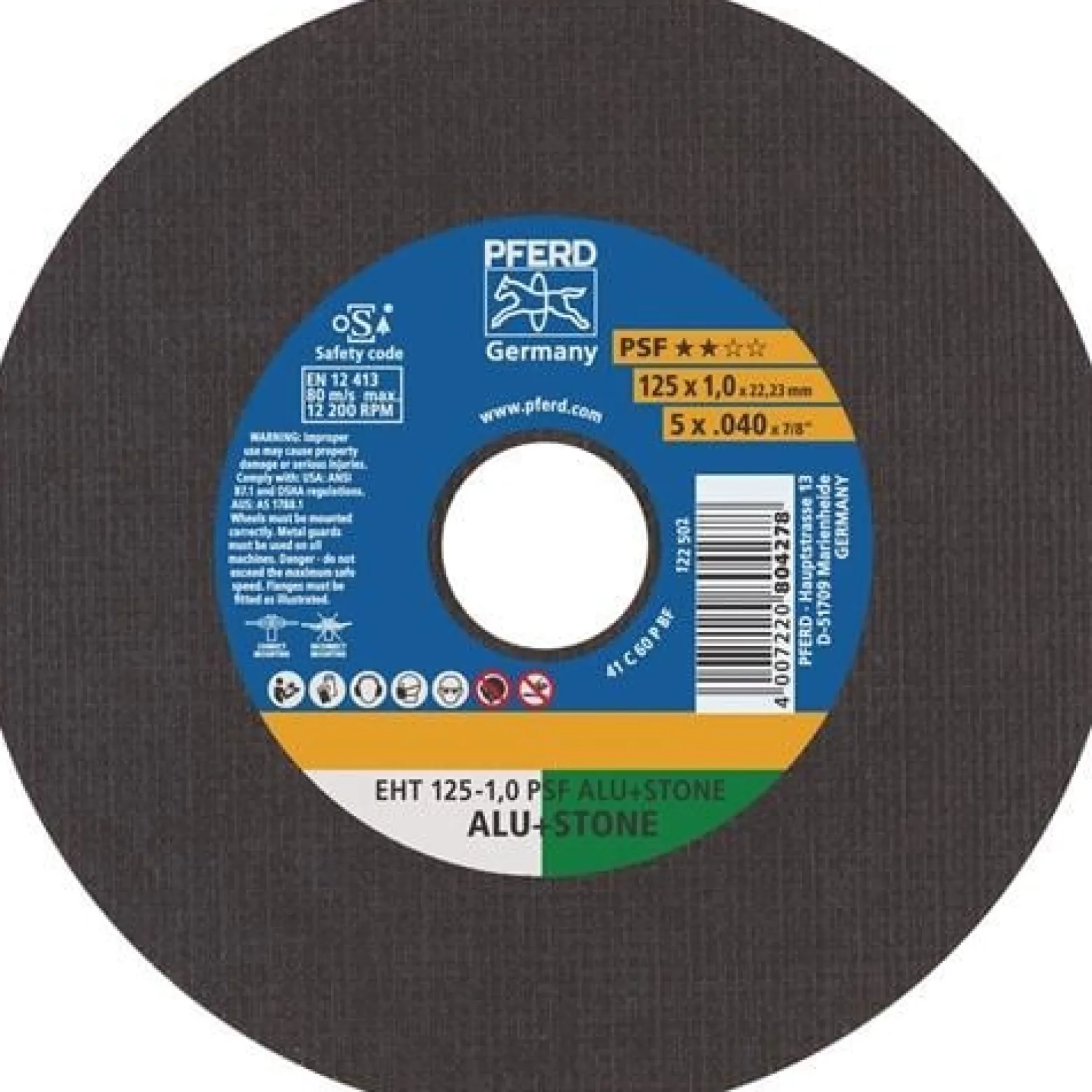 Trennscheibe EHT PSF ALU+STONE D125x1mm ger.Bohr.125mm PFERD