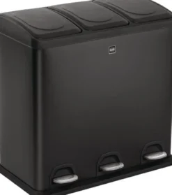 Tretabfallsammler Helit "the separator" 3x 20l DxH592mm Stahlbl.schwarz HELIT
