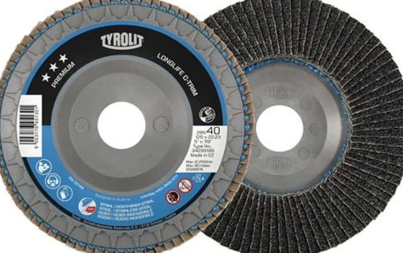 TYROLIT Fächerscheibe LONGLIFE C-TRIM Ø 125 mm Körnung 40 flach - 34239195