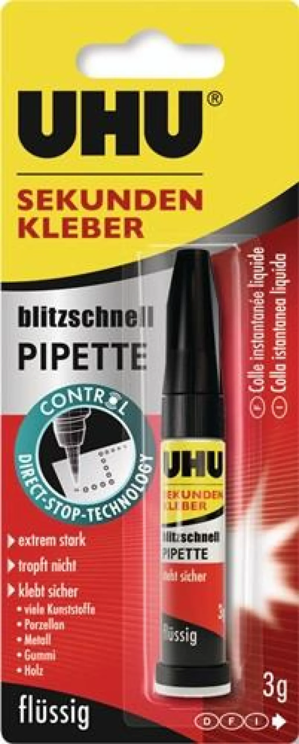 UHU Sekundenkleber blitzschnell PIPETTE Control 3 g - 45570