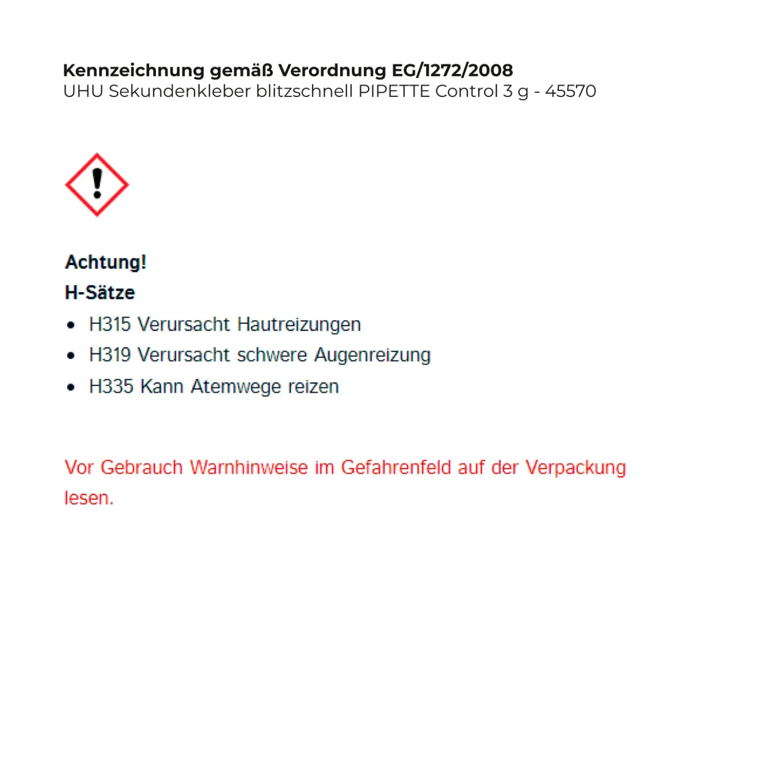 UHU Sekundenkleber blitzschnell PIPETTE Control 3 g - 45570