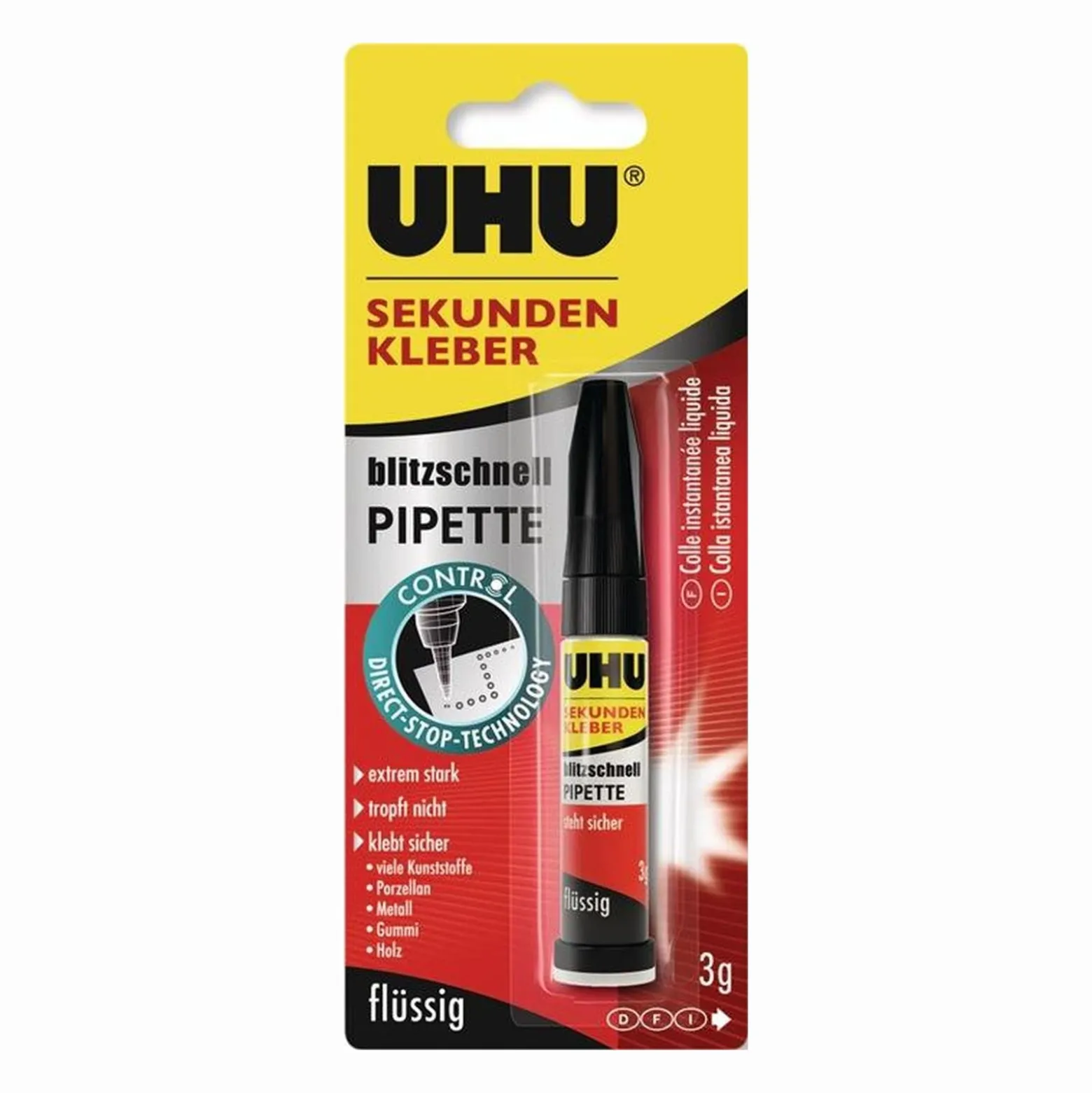 UHU Sekundenkleber blitzschnell PIPETTE Control 3 g - 45570