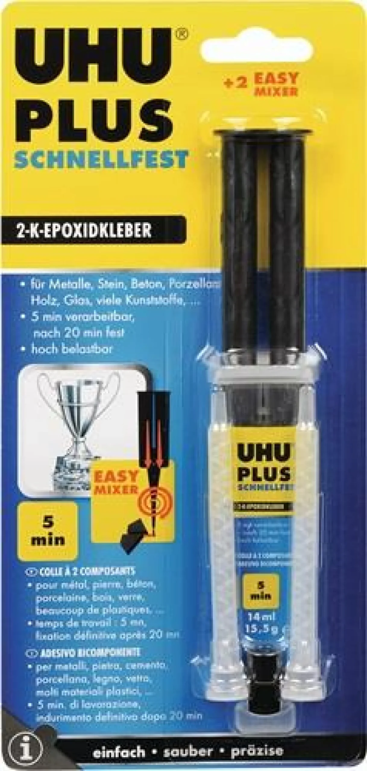 UHU 6x 2K-Epoxidharzklebstoff PLUS SCHNELLFEST 15,5 g - 45655