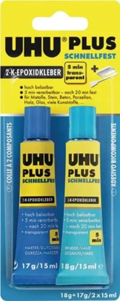 UHU 6x 2K-Epoxidharzklebstoff PLUS SCHNELLFEST 15,5 g - 45655