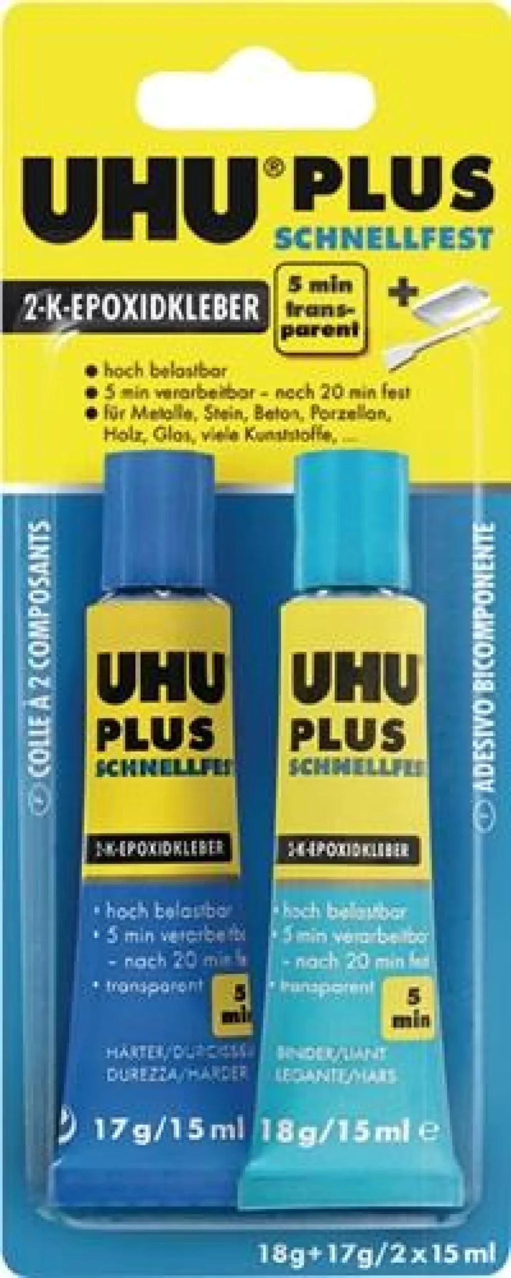 UHU 6x 2K-Epoxidharzklebstoff PLUS SCHNELLFEST 15,5 g - 45655