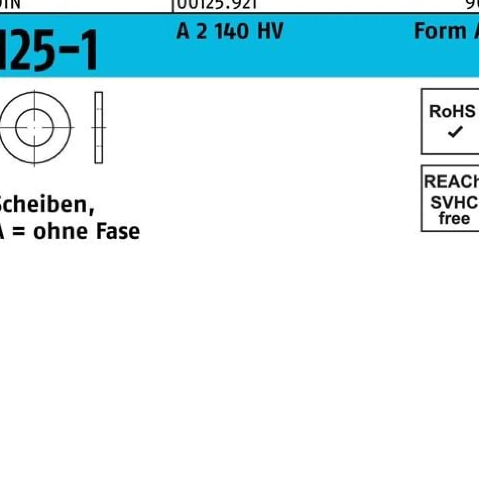 Unterlegscheibe DIN 125-1 A 28x50x4 A 2 140 HV 10 Stück