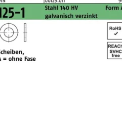 Unterlegscheibe DIN 125-1 A 6,4x12x1,6 Stahl 140 HV galv.verz. 100St.