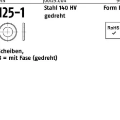 Unterlegscheibe DIN 125-1 B 3,2x 7x 0,5 Stahl 140 HV gedreht 100 Stück