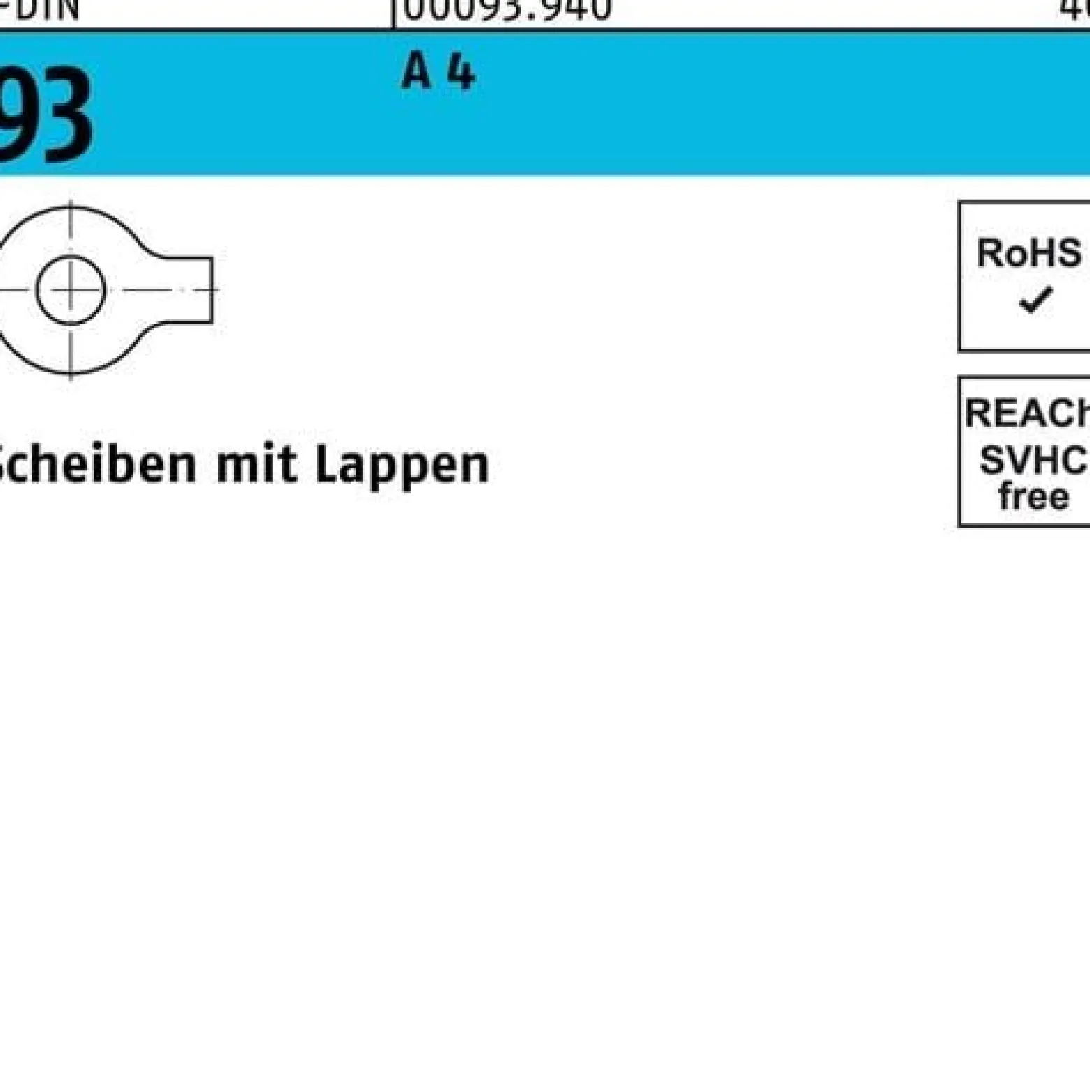 Unterlegscheibe DIN 93 Lappen 21 A 4 10 Stück