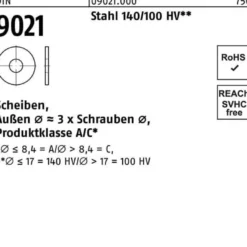 Unterlegscheibe DIN 9021 10,5x30x2,5 Stahl 140/100 HV 100 Stück