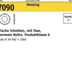 Unterlegscheibe ISO 7090 m.Fase 16 Messing 100 Stück