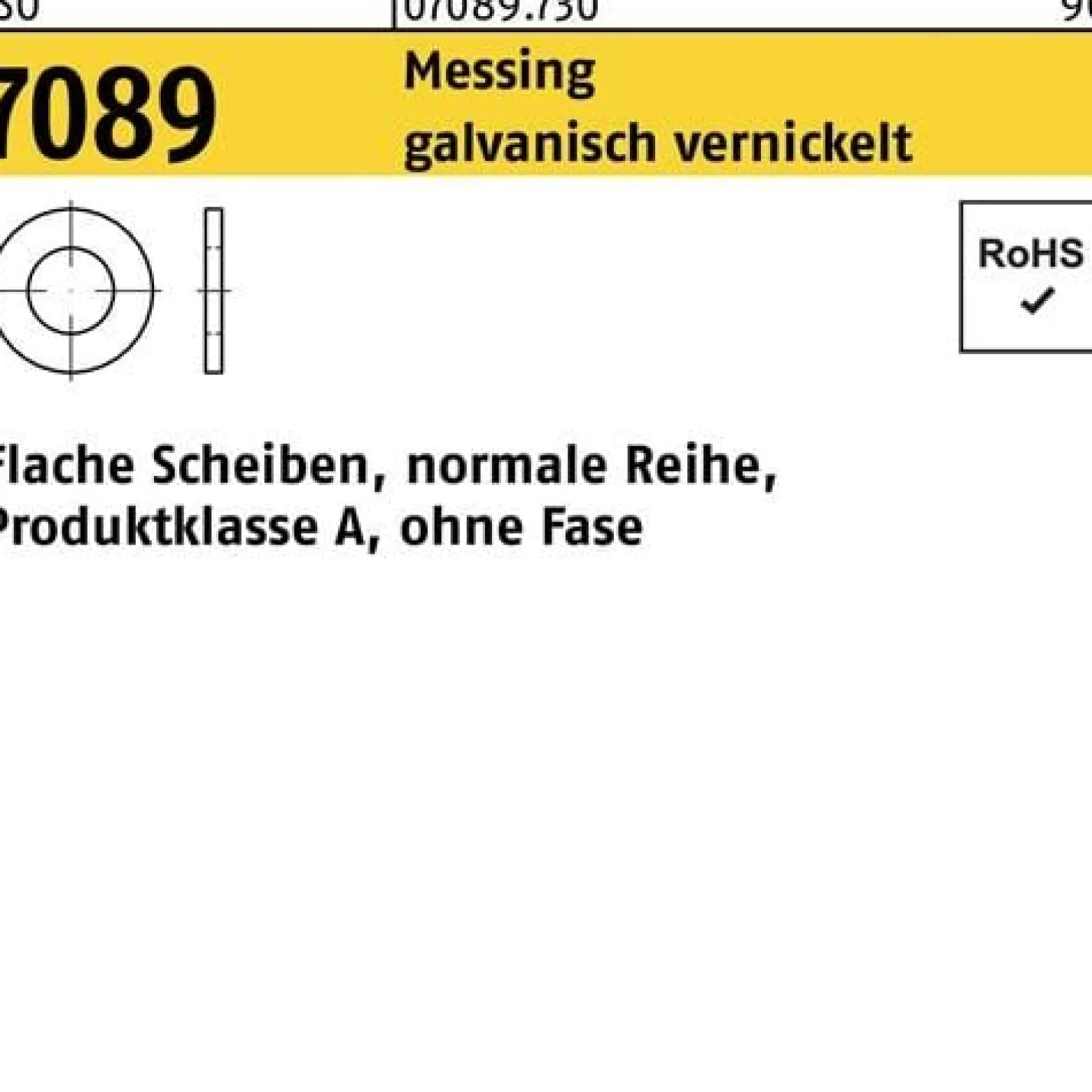Unterlegscheibe ISO 7089 o.Fase 8 Messing galv. vernickelt 1000 Stück
