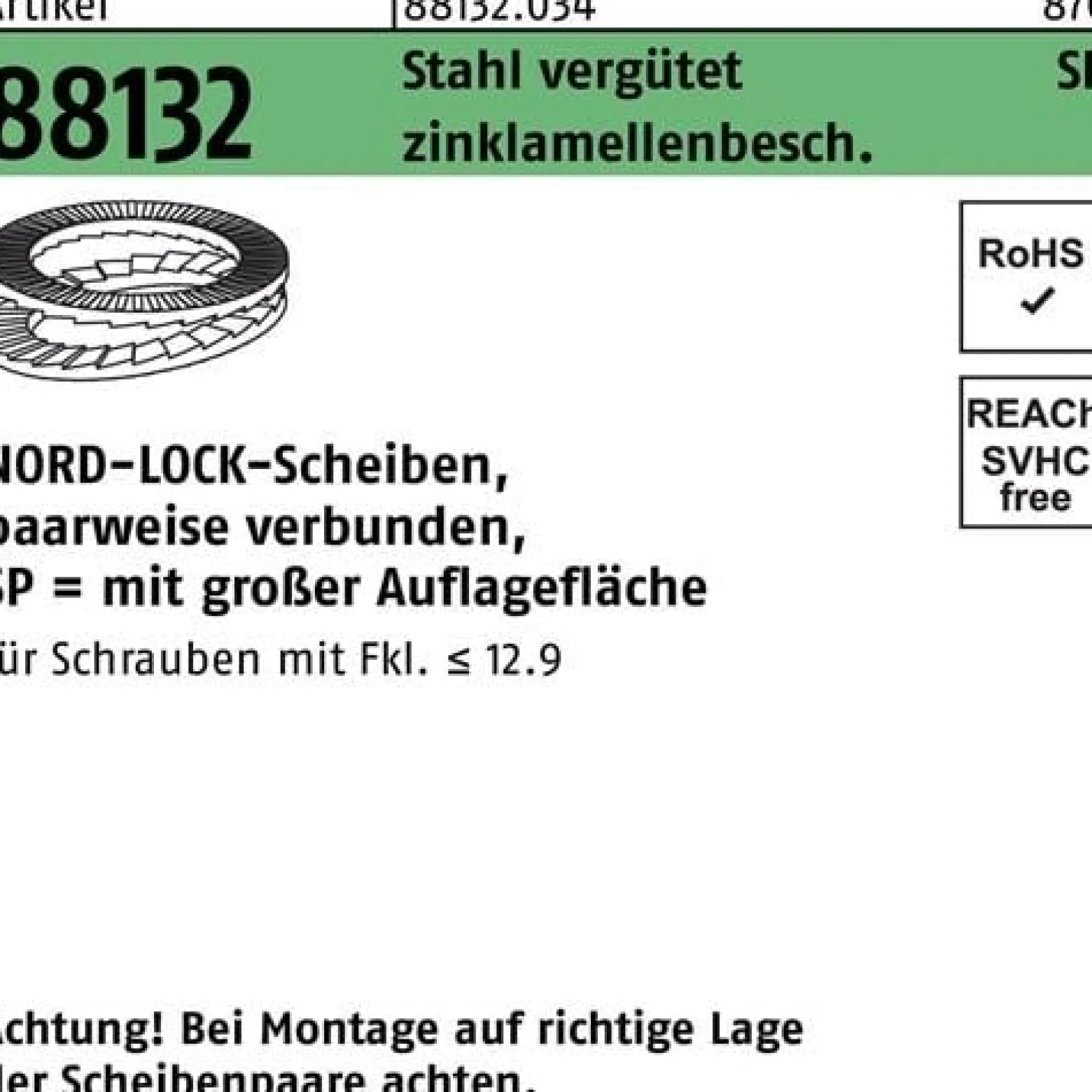Unterlegscheibe R 88132 geklebt NL 20 SP Sta zinklamellenb. 100St. NORD-LOCK