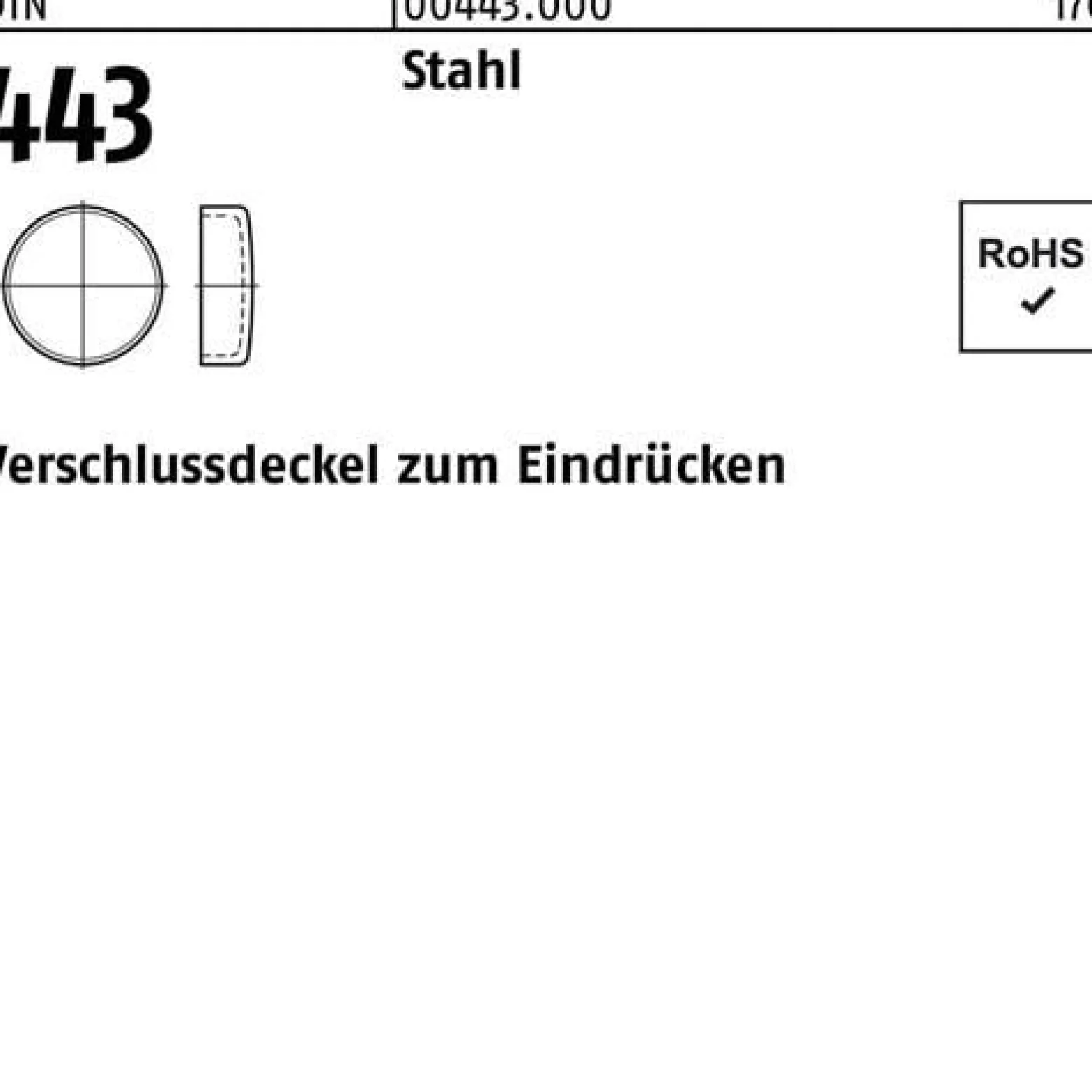 Verschlußdeckel DIN 443 z.Eindrücken 45 Stahl 25 Stück