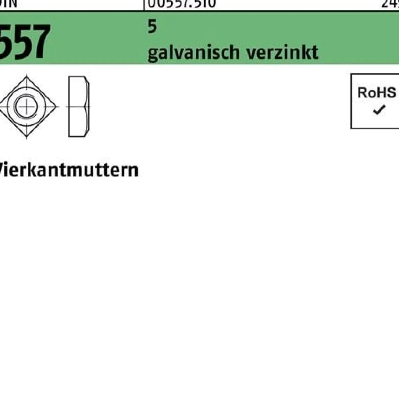Vierkantmutter DIN 557 M5 5 galv.verz. 100 Stück