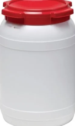 Weithalsfass 20,0 l PE weiß mit rotem Deckel - 7020-61-046