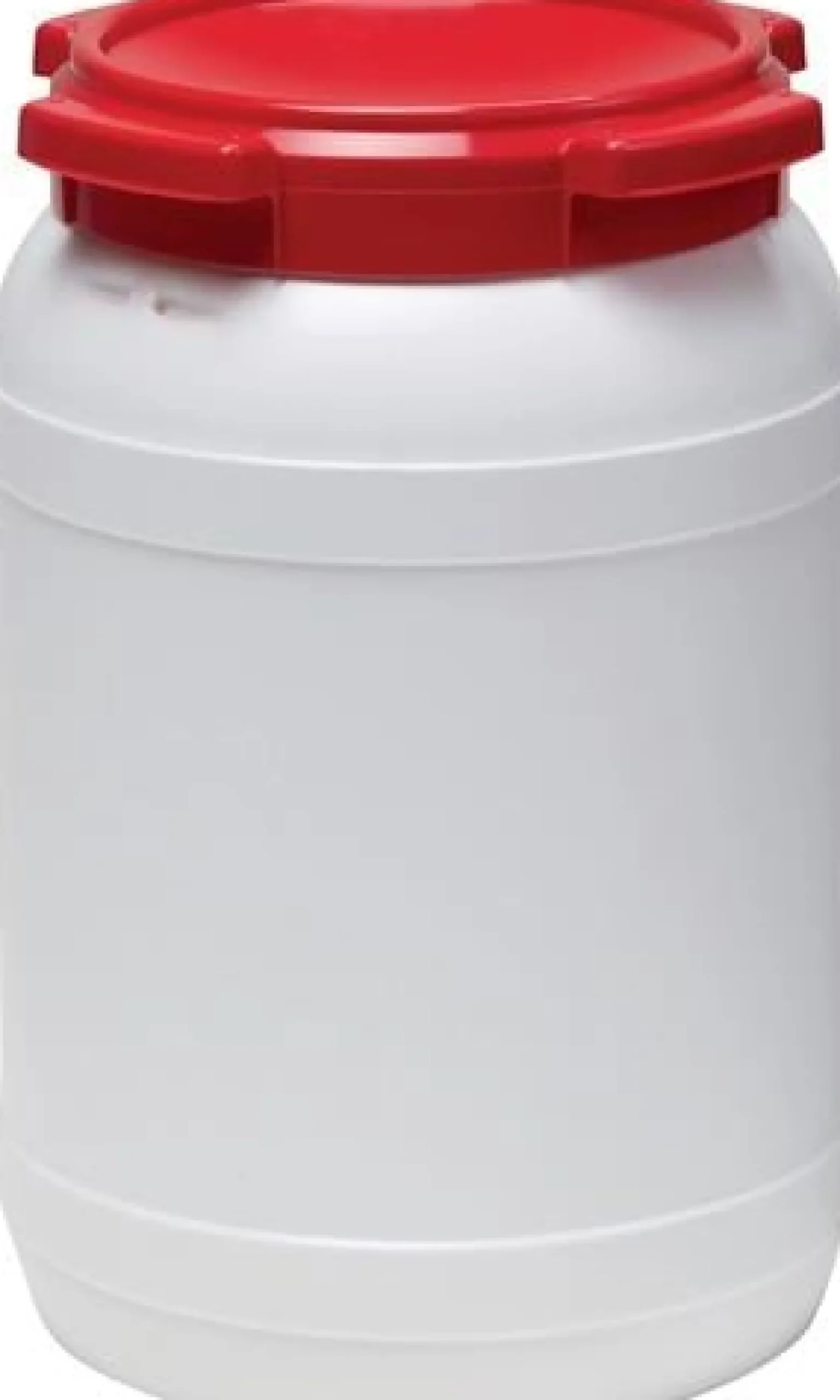 Weithalsfass 20,0 l PE weiß mit rotem Deckel - 7020-61-046