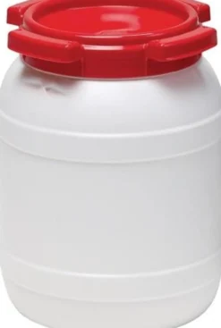 Weithalsfass 6,4 l PE weiß mit rotem Deckel - 7006-61-046
