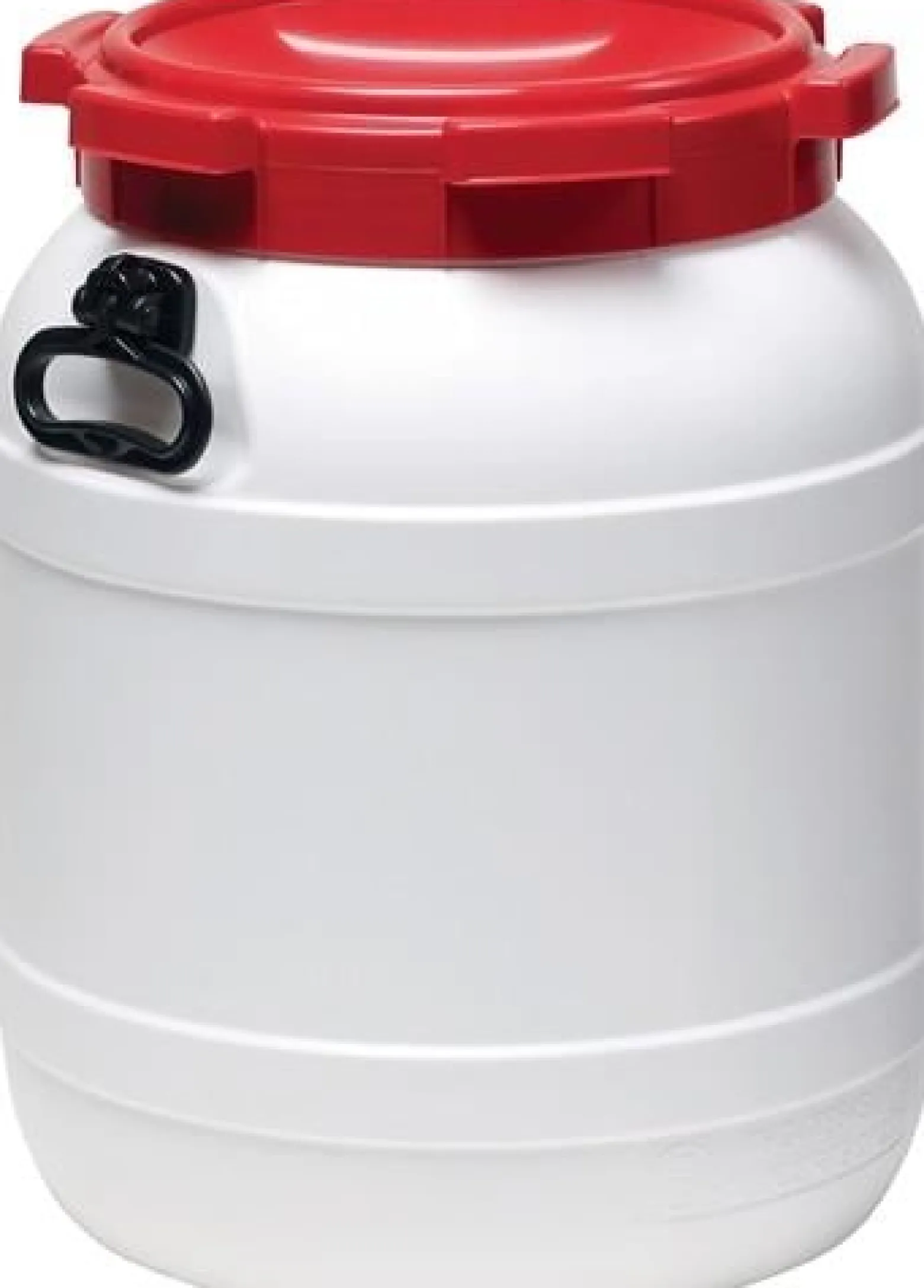 Weithalsfass 55,0 l PE weiß mit rotem Deckel - 7055-91-046