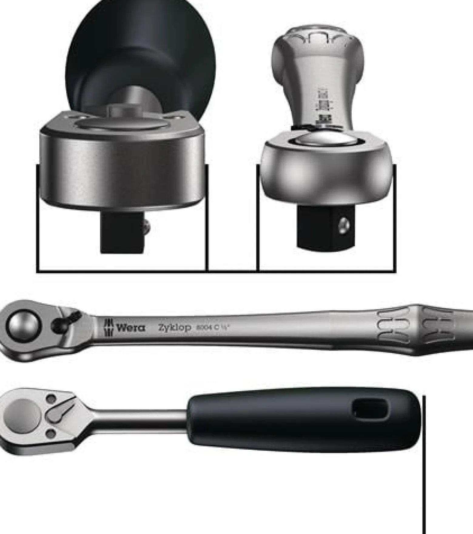 Wera 8004 B Zyklop Metal-Knarre mit Umschalthebel mit 3/8"-Antrieb - 004034