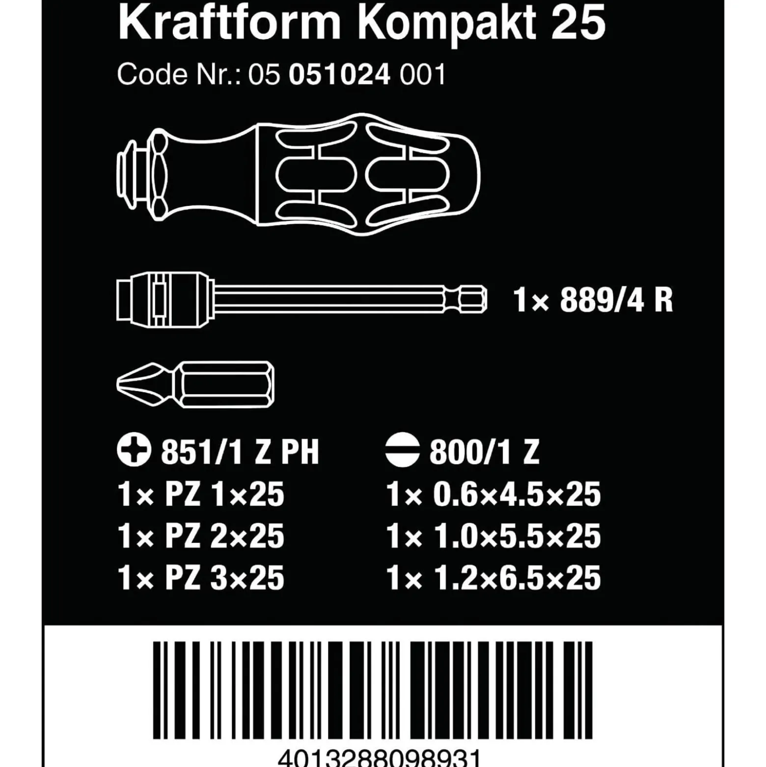 Wera Kraftform Kompakt 25 mit Tasche - 05051024001