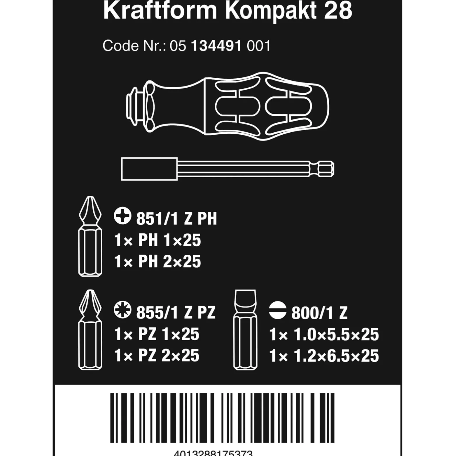 Wera Kraftform Kompakt 28 mit Tasche - 05134491001