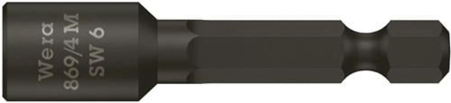 Wera Steckschlüsseleinsatz 869/4M mit 6-kant-Antrieb Schlüsselweite 6 mm Länge 50 mm mit Magnet - 5060421001