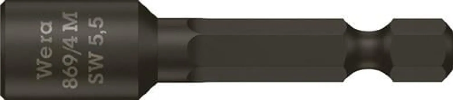 Wera Steckschlüsseleinsatz 869/4M mit 6-kant-Antrieb Schlüsselweite 6 mm Länge 50 mm mit Magnet - 5060421001